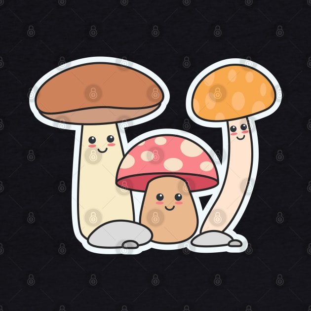 Cute Mushrooms Cartoon Design by BrightLightArts